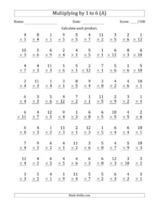 4th Grade Multiplication Practice Worksheets Times Tables Worksheets