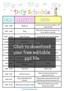 Daily Schedule For Kids Free Cute Editable Timetable Template