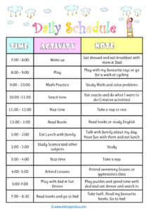 Daily Schedule For Kids Free Cute Editable Timetable Template