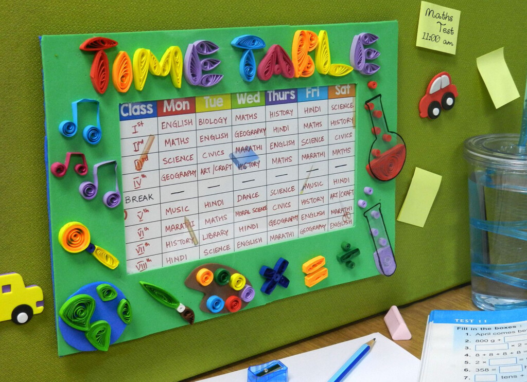 Decorate Your School Time Table In An Exciting And New Way Using Paper 