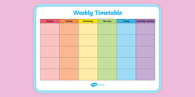 Editable Weekly Timetable Template teacher Made 