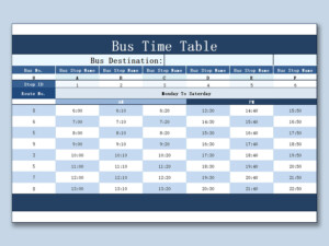 EXCEL Of Bus Time Table xlsx WPS Free Templates