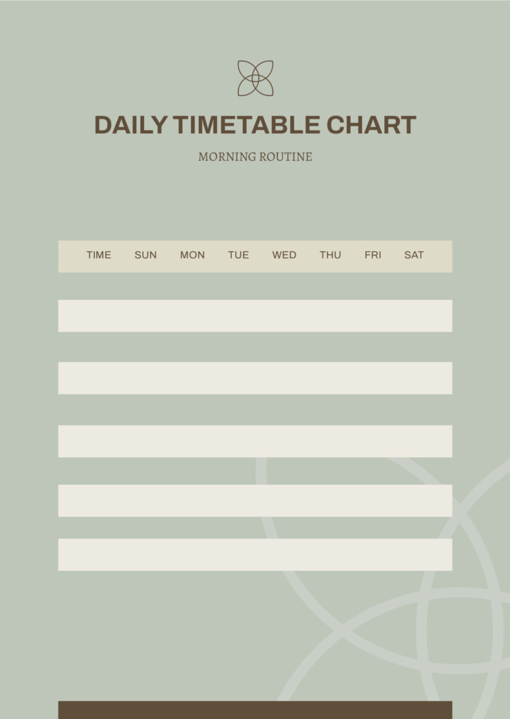 Free Daily Time Table Chart Template Download In PDF Template