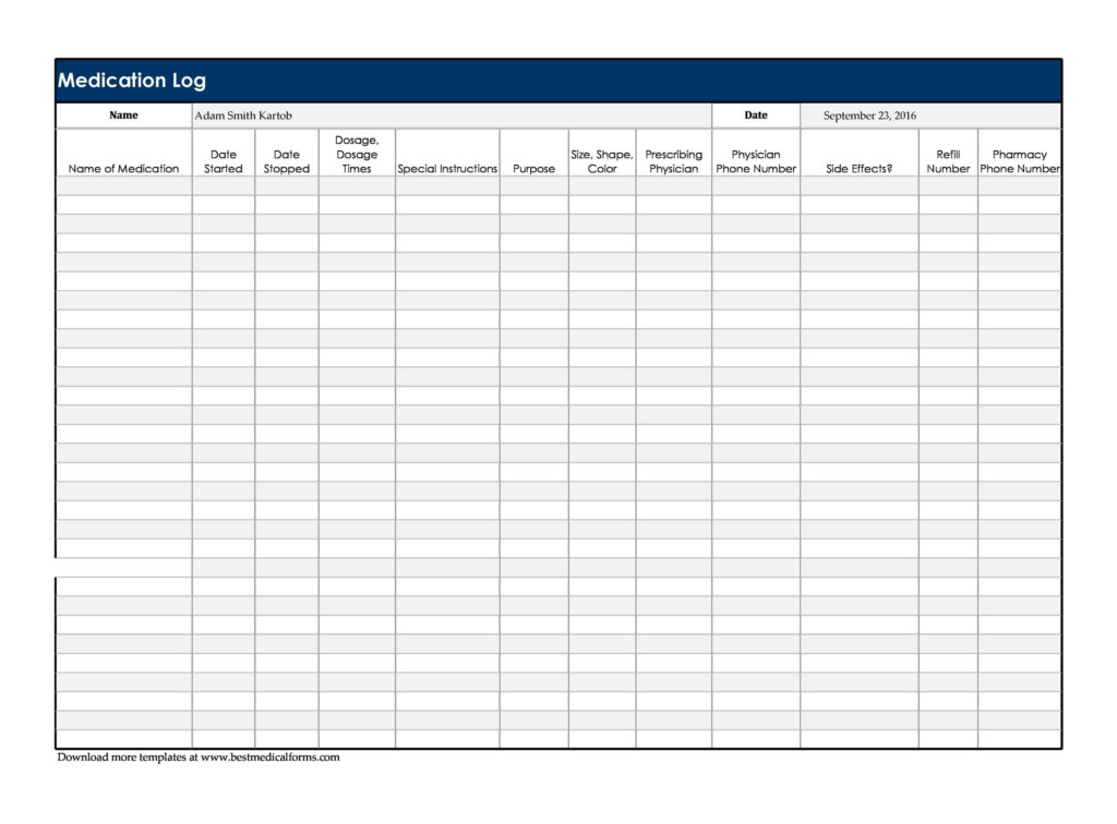 Free Printable Medication Schedule Template Printable Templates