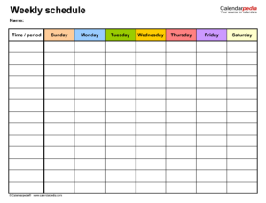 Free Weekly Schedules For Excel 18 Templates