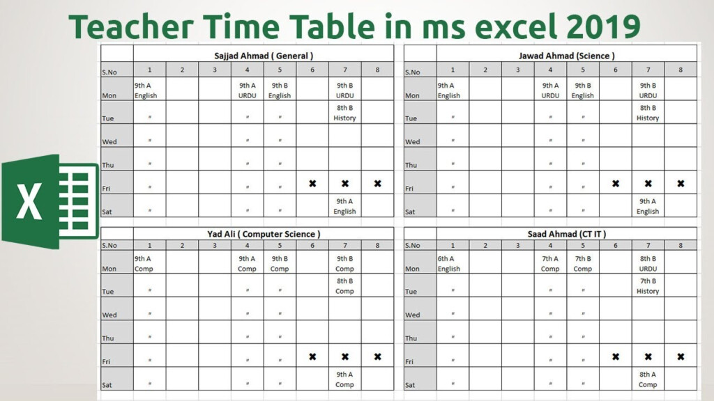 How To Create Time Table In Excel Printable Online