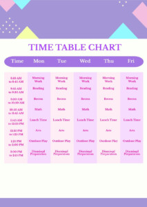 Kindergarten Time Table Chart Templates In PSD Download Template