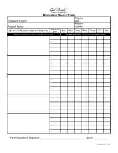 Medication Chart For Toddlers