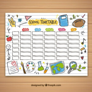 Premium Vector School Timetable Template With Hand Drawn School