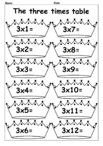 Printable 3 Times Table Chart Times Tables Worksheets Multiplication