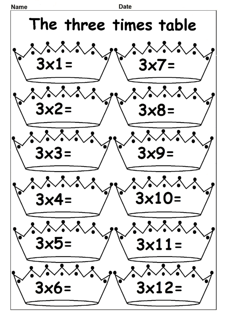 Printable 3 Times Table Chart Times Tables Worksheets Multiplication