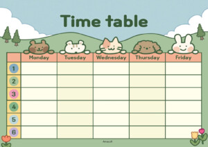 Printable Time Table Chart For Elementary Child Abilitygsa