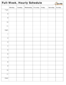 Printable Weekly Hourly Schedule Template