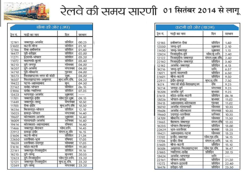 Railway Time Table Chart 2020 Printable Calendar Posters Images 