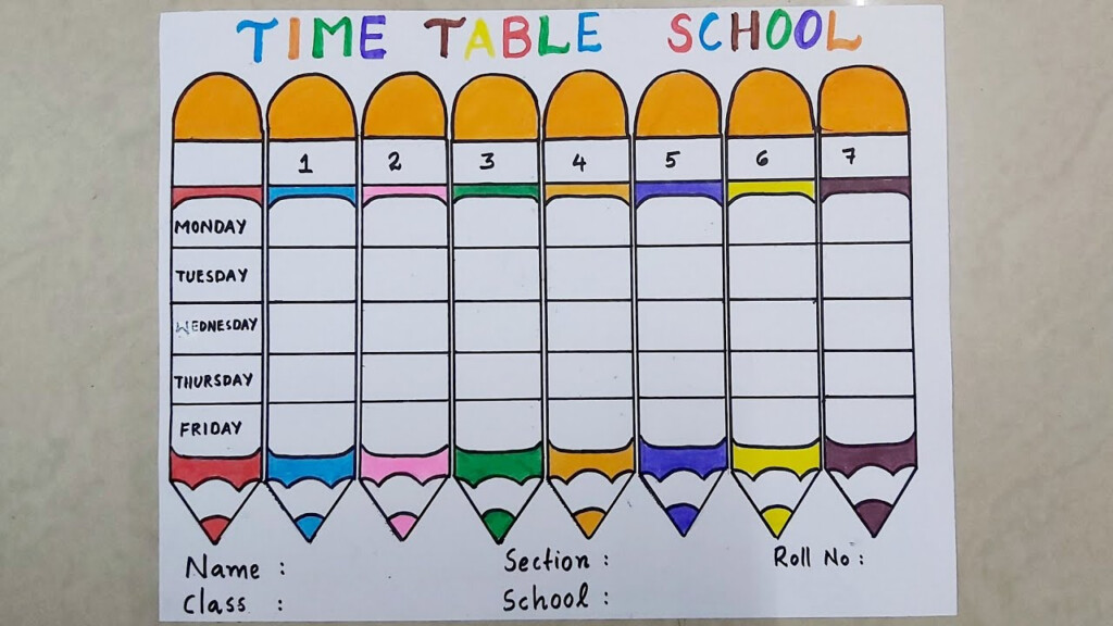 School Time Table Design Beautiful Time Table Design For Class 