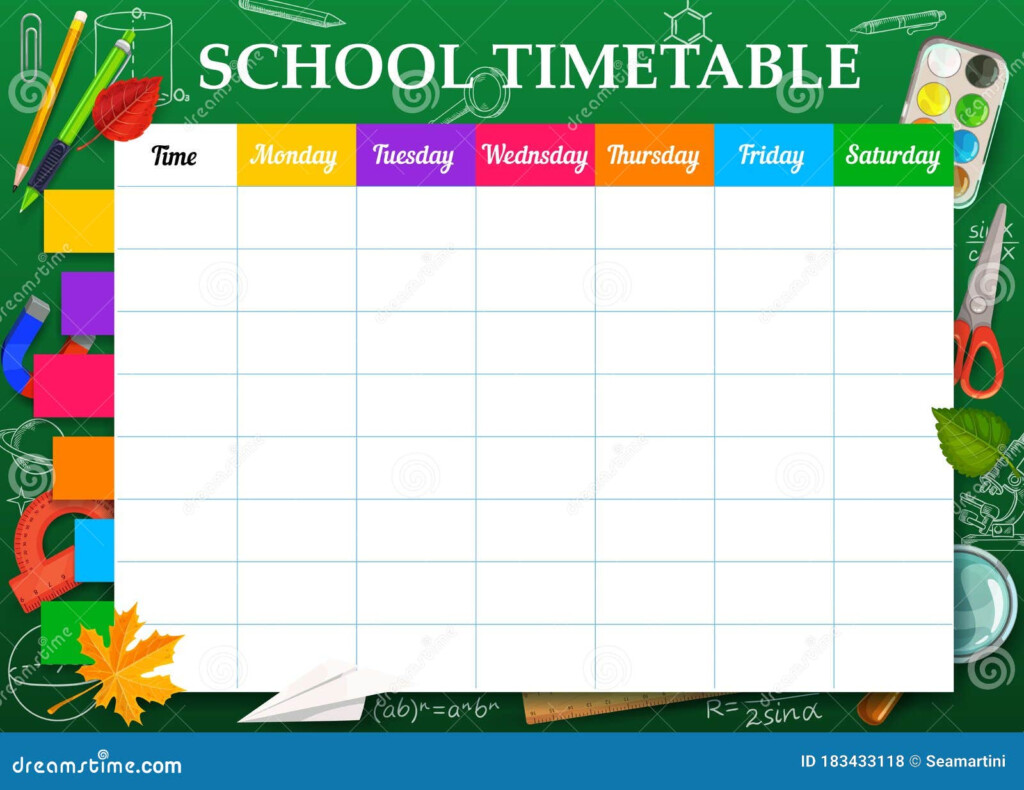 School Timetable Template School Timetable Timetable Template Free 