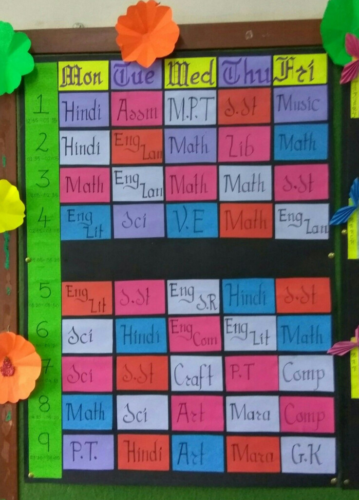 Simple Yet Colourful Classroom Timetable In 2022 Flashcards For 