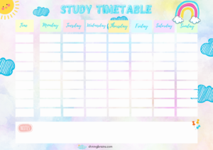 Study Timetable Template For Students Free Printable Shining Brains