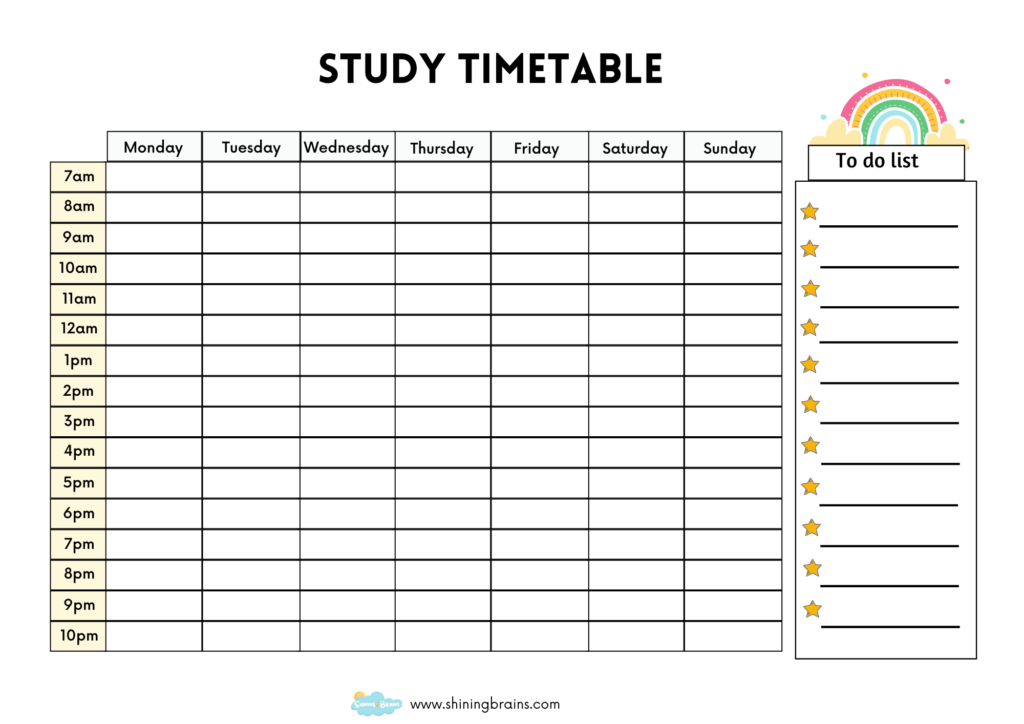 Study Timetable Template For Students Free Timetable Template Printable