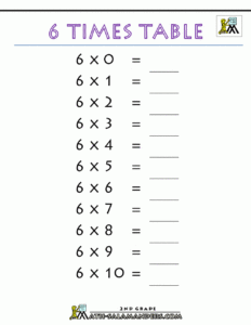 Time Table 6 Worksheet