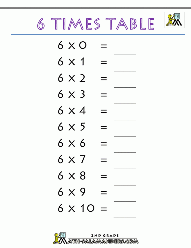 Time Table 6 Worksheet