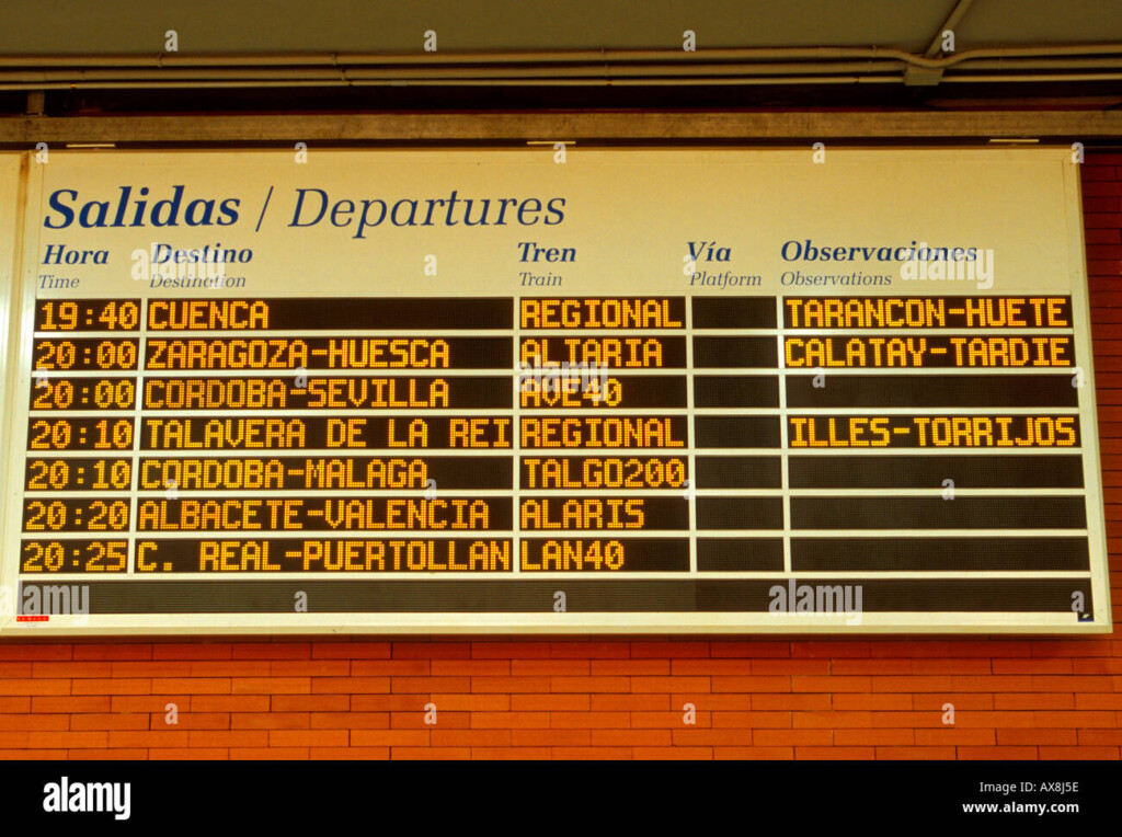 Train Schedule Timetable Train Departures Scheduled Departures Stock 