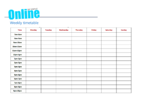 Weekly Timetable Template With Sample Download Printable PDF